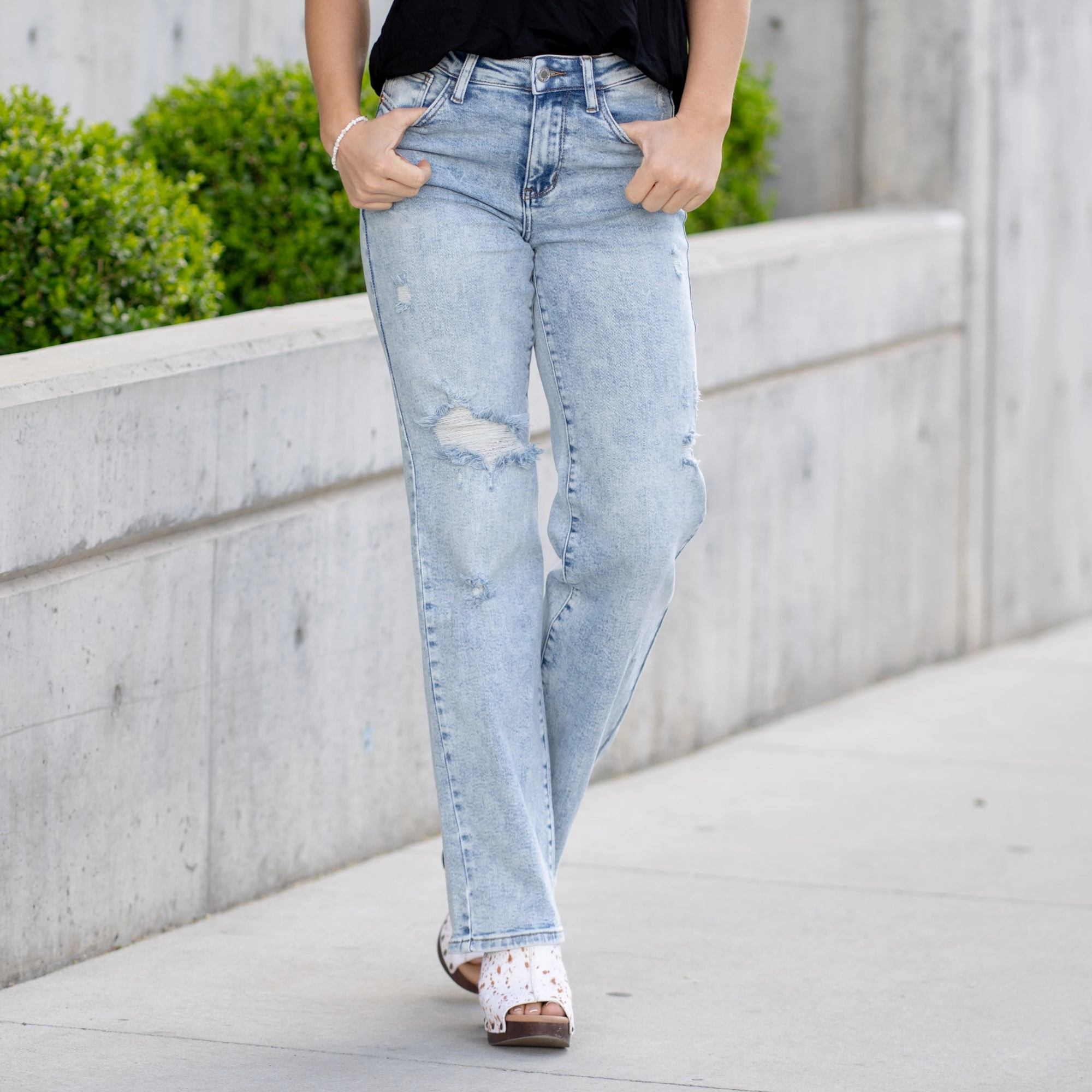 Mineral Wash High Rise 90s Straight Leg Regular & Plus Sizes Quick Dry Technology Stylish Vibrant