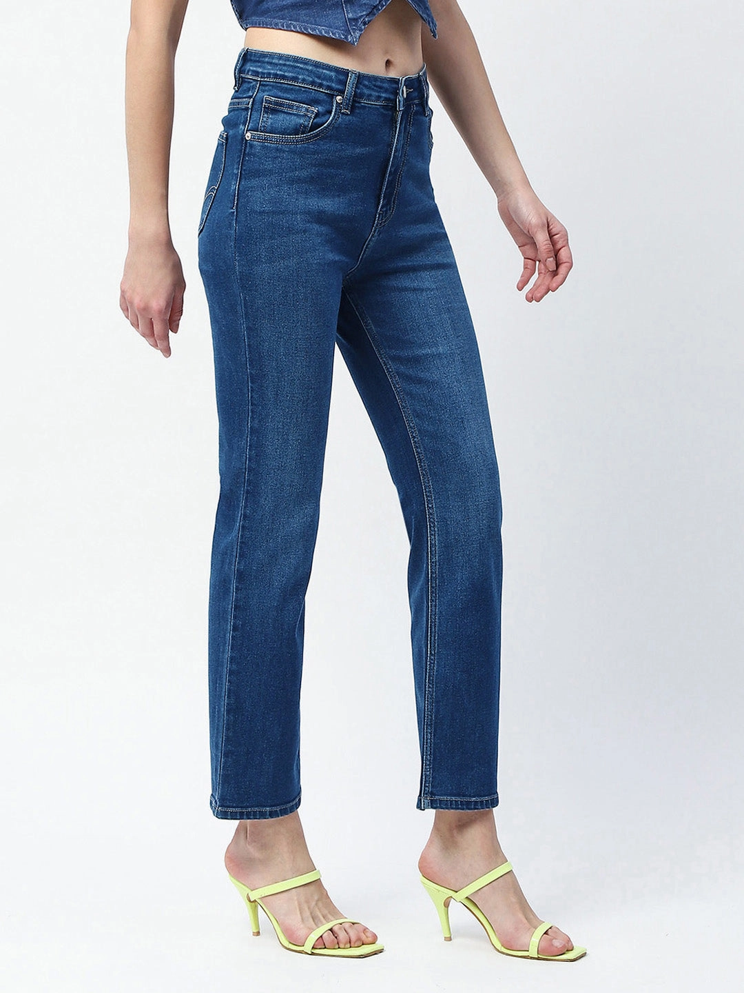 Madame Whiskered Straight Fit Dark Blue Cotton Blend Jeans Office Wear Trendy Home Comfort Teen Outfit Nature Lover Unisex Wear