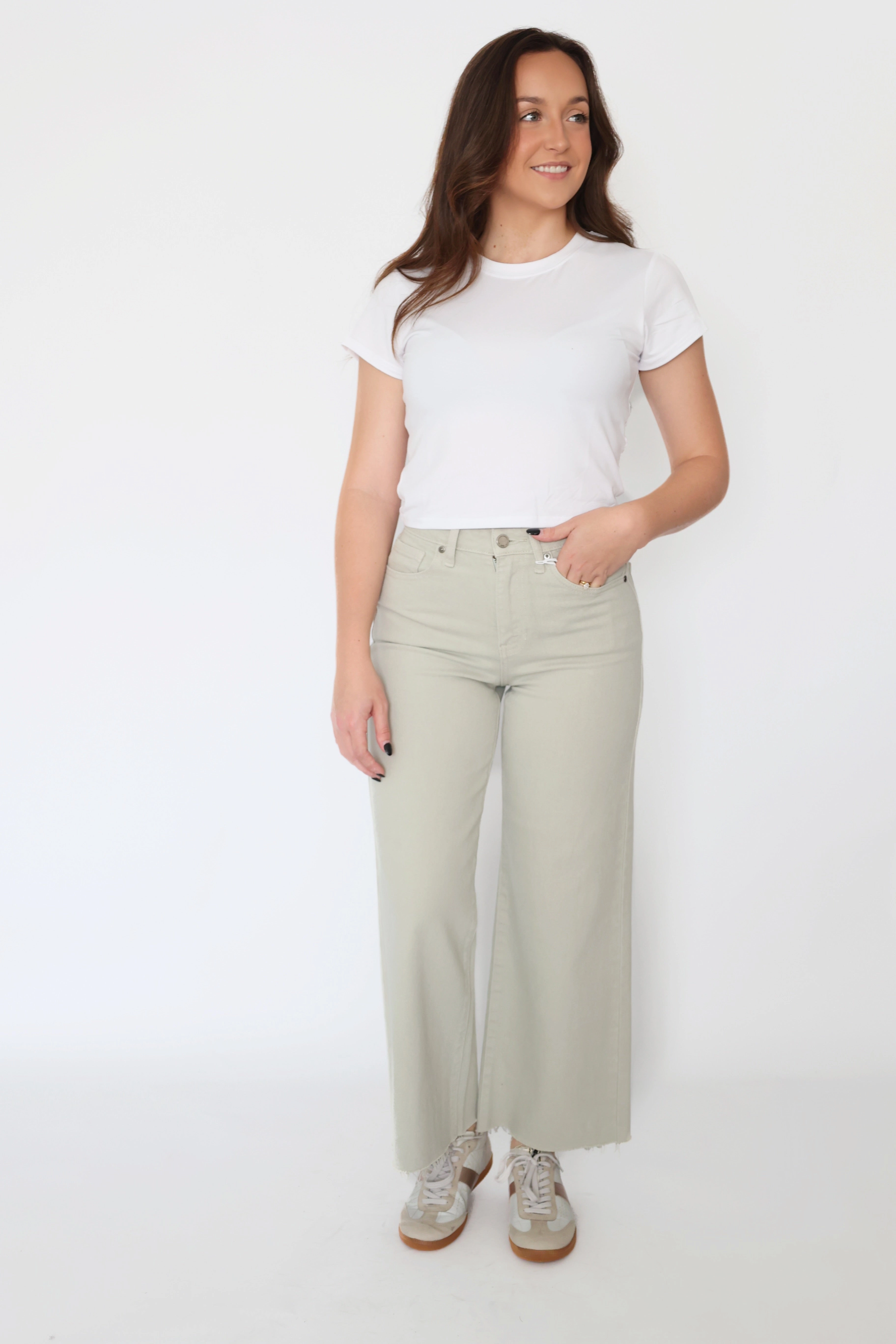 Elegant Bold Look Daywear Fit Crosley Wide Leg- Olive
