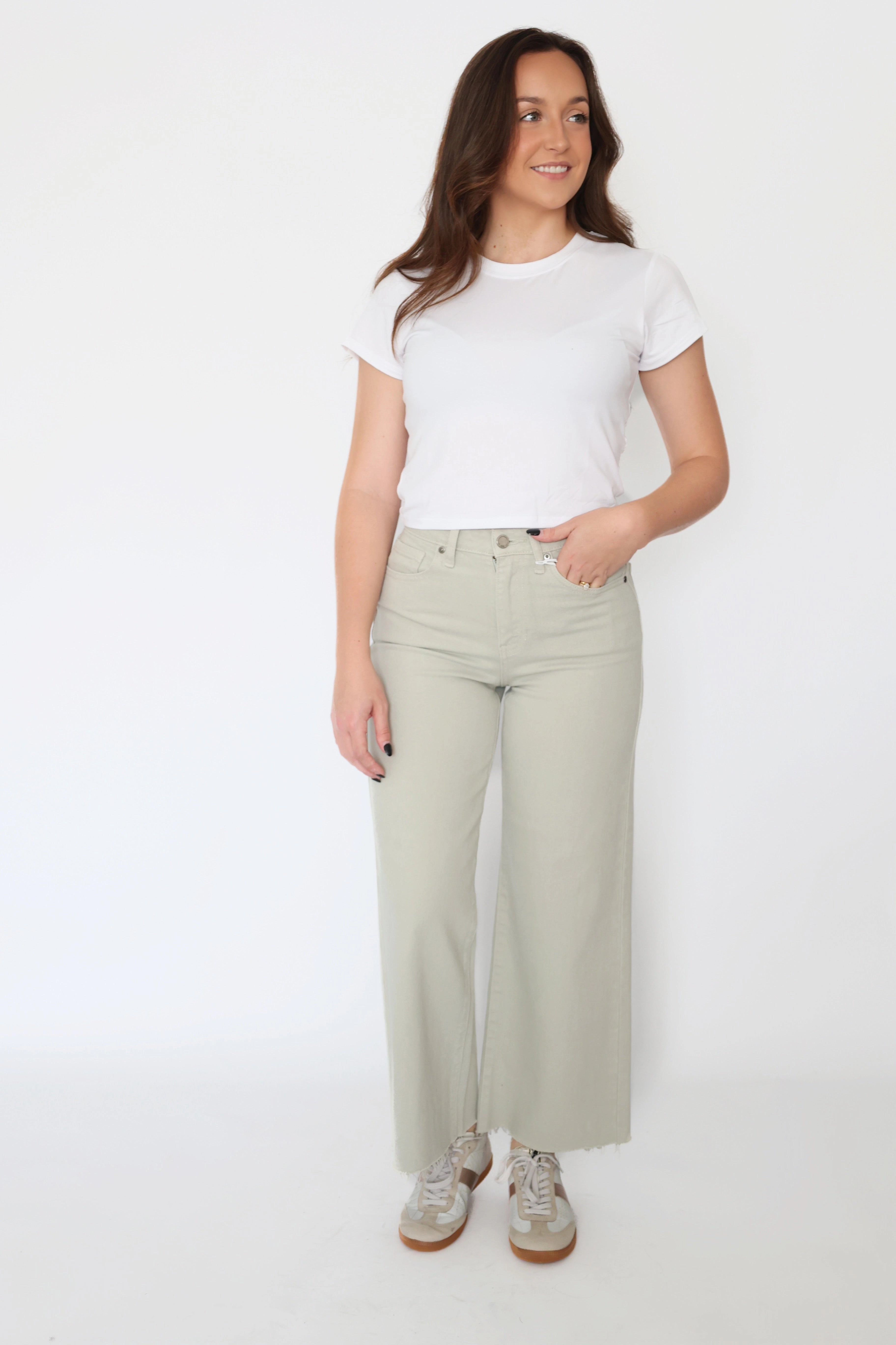 Crosley Wide Leg- Olive Trendy Evening Stroll Neutral Style