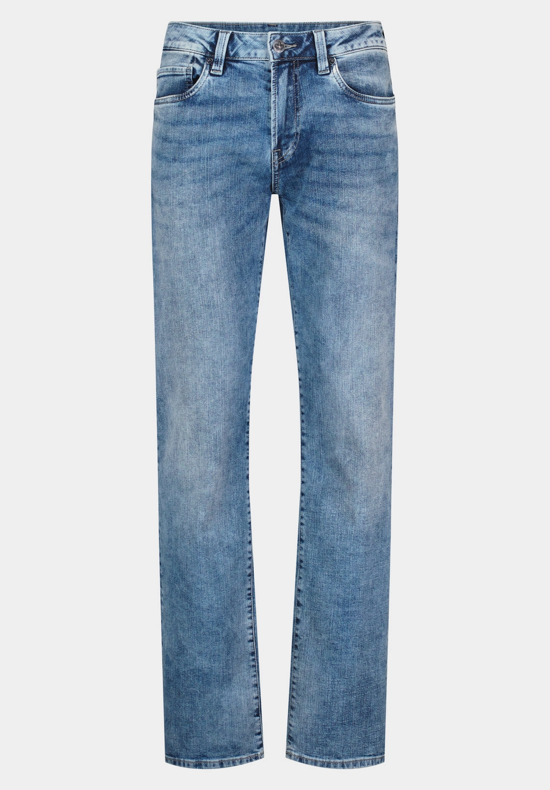Street Basics Simple Comfort Straight Six Men's Jeans in Whiskered and Contrasted Blue - BM22634