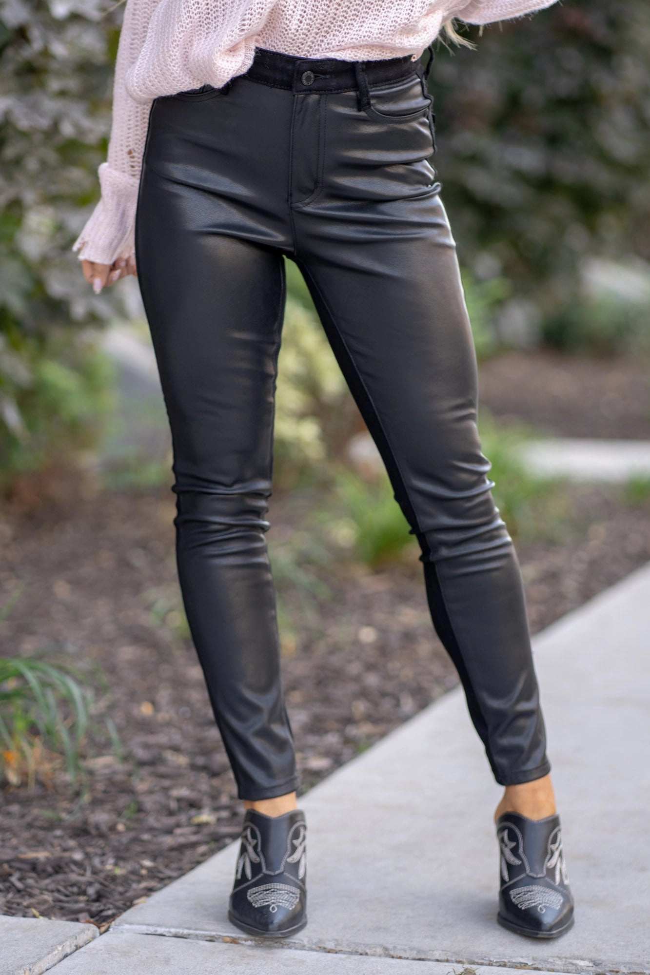 Anywhere Fit Work Meeting Weekend Style Streetwear Fan Faux Leather High Rise & Denim Skinny Regular & Plus Sizes