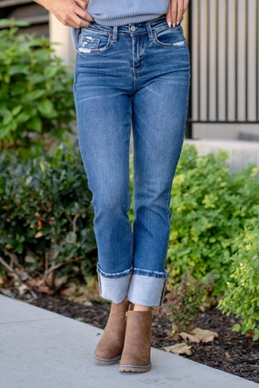 All Body Fit Comfortable Wear Imbue High Rise Cuffed Hem Straight Leg Regular & Plus Sizes