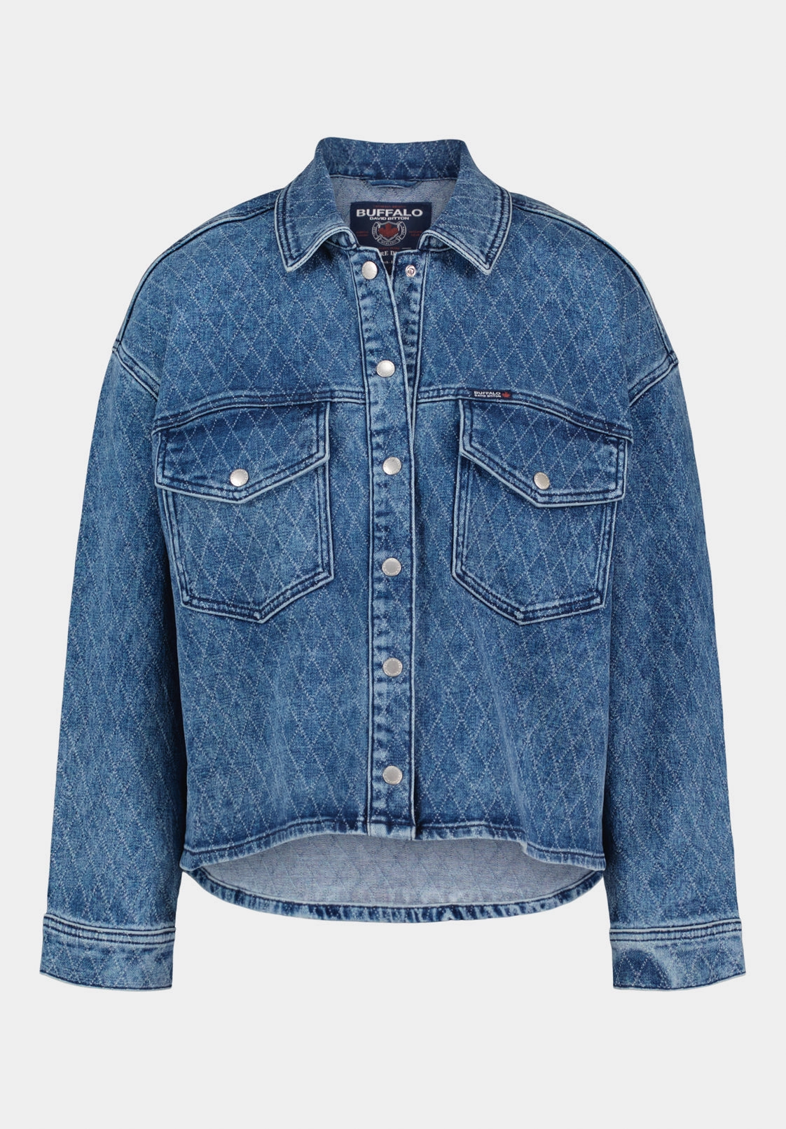 Reused Cloth Modern Layers Tessa Women's Boxy Denim Jacket, Sanded and Contrasted - BL16150