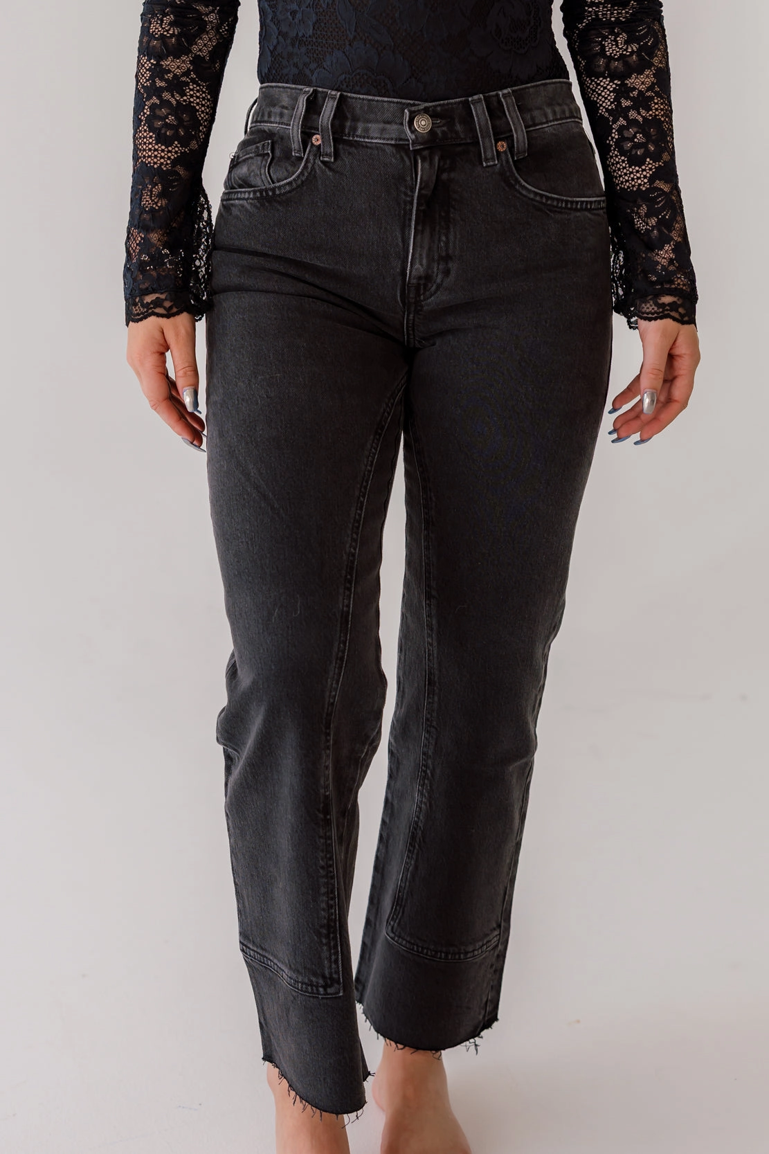 We The Free Risk Taker Mid Rise Straight Jeans | Main Squeeze Reinforced Stitching Details Bartack Stitching