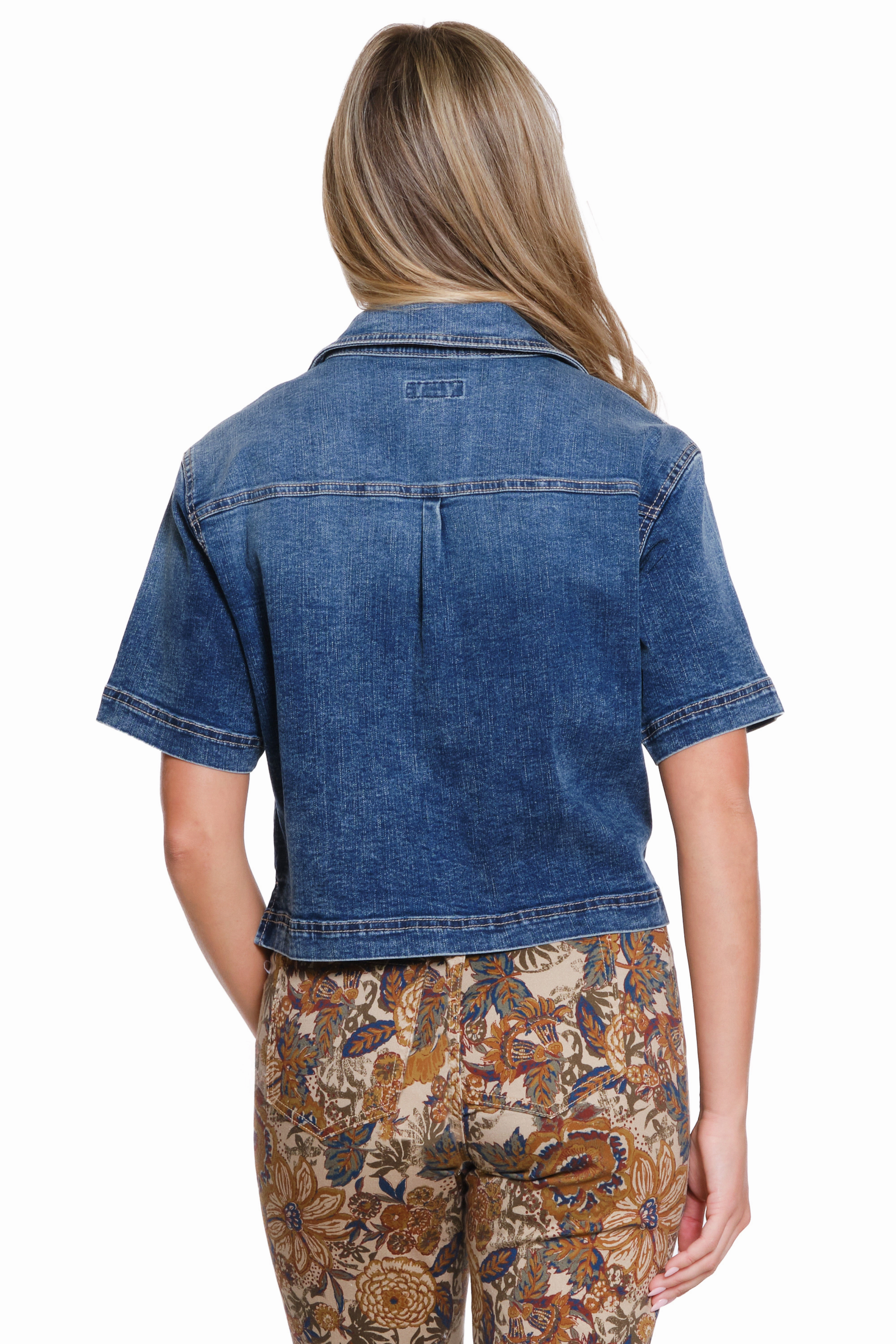 SoftLining Denim Short Sleeve Top - Dark Indigo