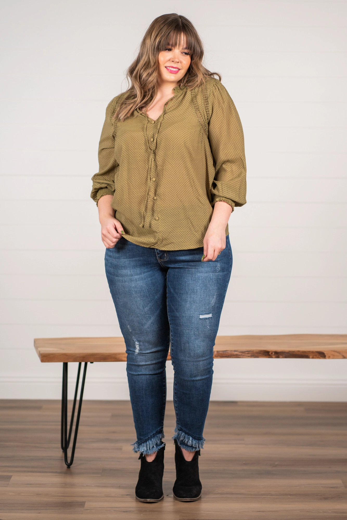 Statement Maker Plus Size Polka Dotted Blouse | Top