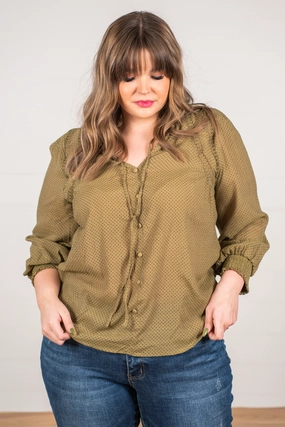 Plus Size Polka Dotted Blouse | Top Student Essential