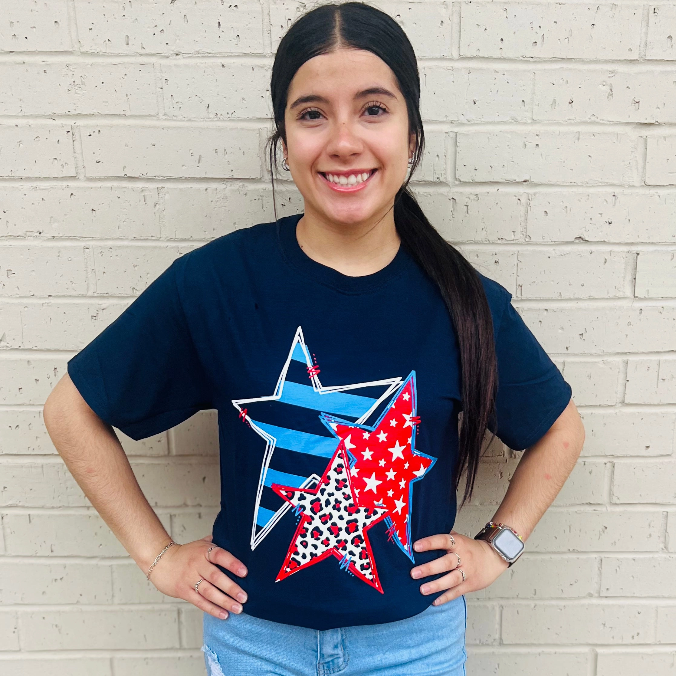 Doodle Star Graphic Tee* Cozy Knit Ultraviolet Protection Fabric