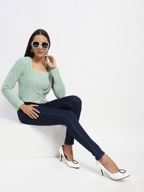 QuickDry Textile Layered Ventilation Zones Madame V Neck Button Down Fur Shrug And Top Set