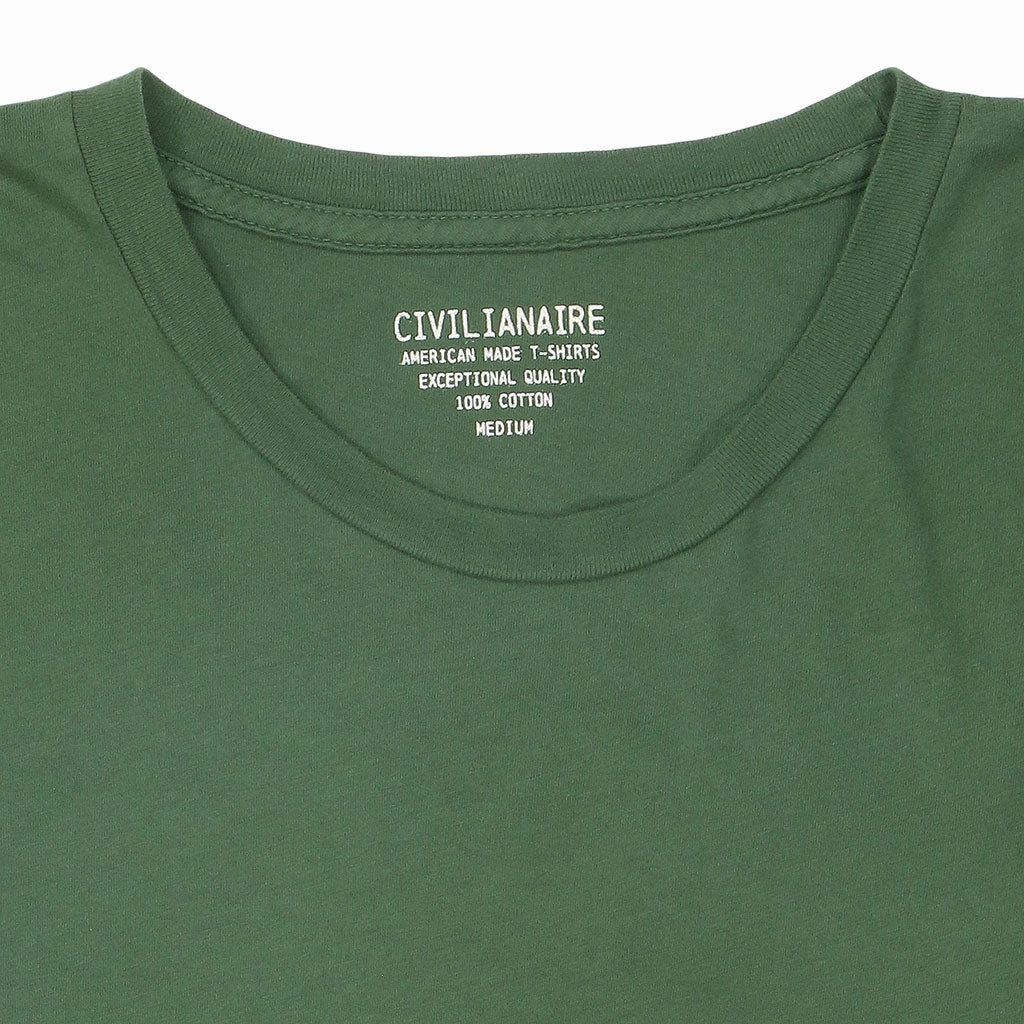 ConvertibleCollar Crew Neck Short Sleeve Tee - Bottle Green