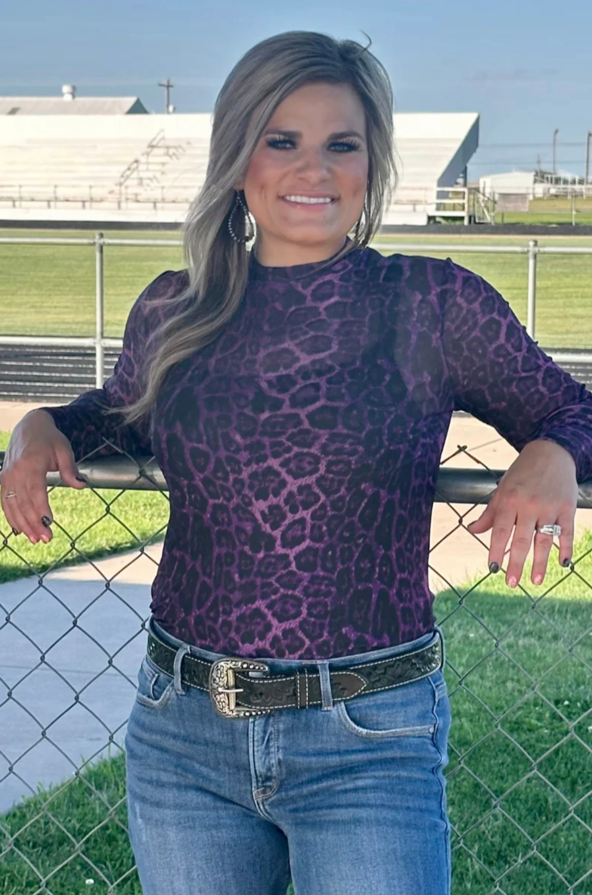 Lightweight Thermal Athletic Wear Sterling Kreek Sideline Spirit Purple Mesh Top