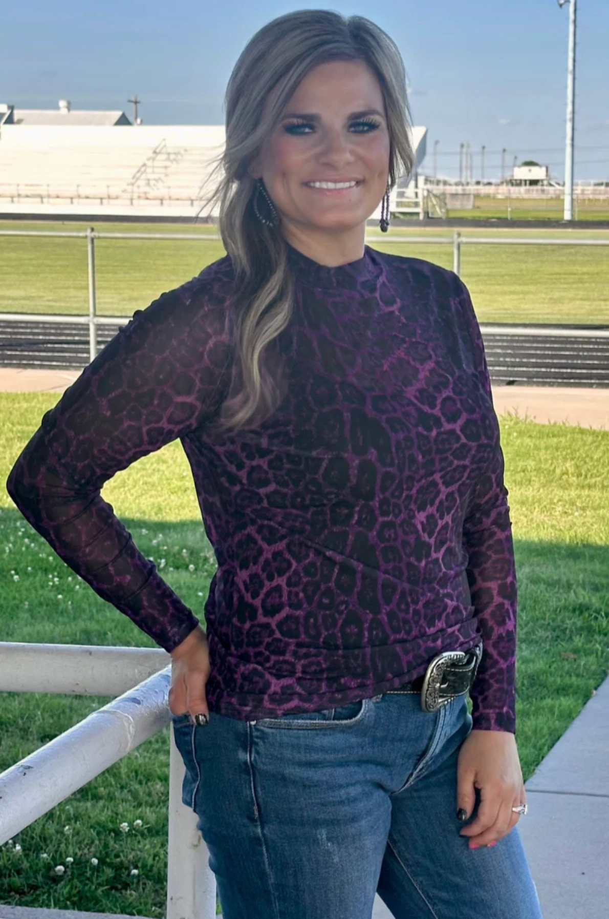 Contrast Stitching HygienicCoating Sterling Kreek Sideline Spirit Purple Mesh Top