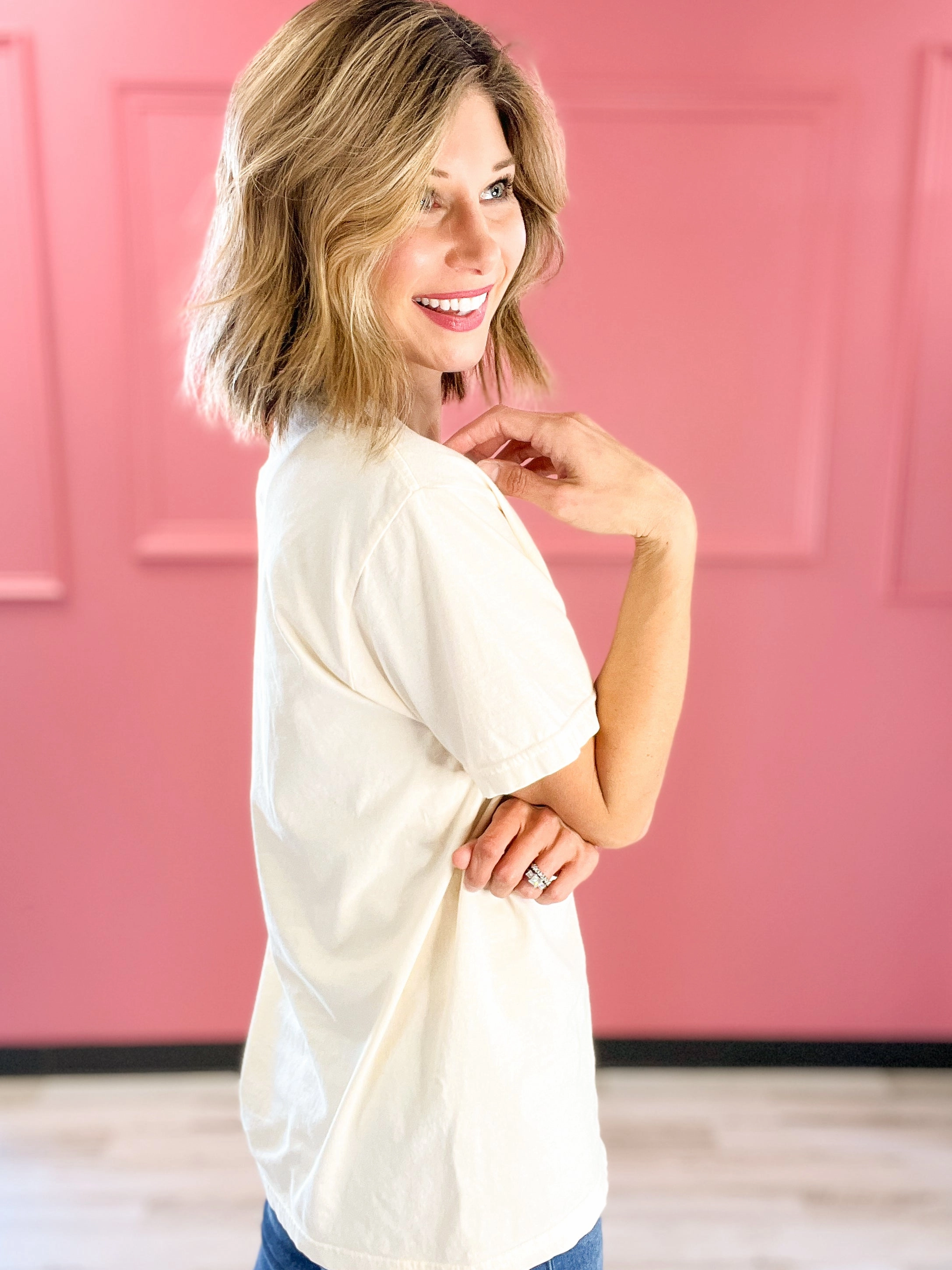 Designer Christmas Tree Glitter Rhinestone Graphic Tee RibbedTrim SeamlessSidePanels