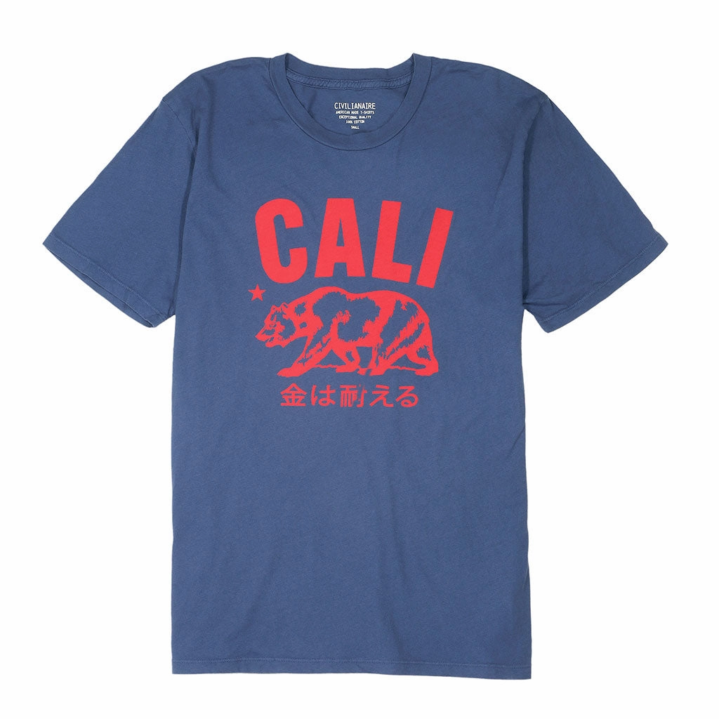QuickDry Textile Colorfast Dye Method "Don't Mess with Cali" Short Sleeve Men's Crew Neck Tee - New Blue