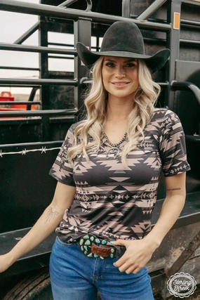 Down In Denver Top VNeck Style Hybrid Fabric Blend