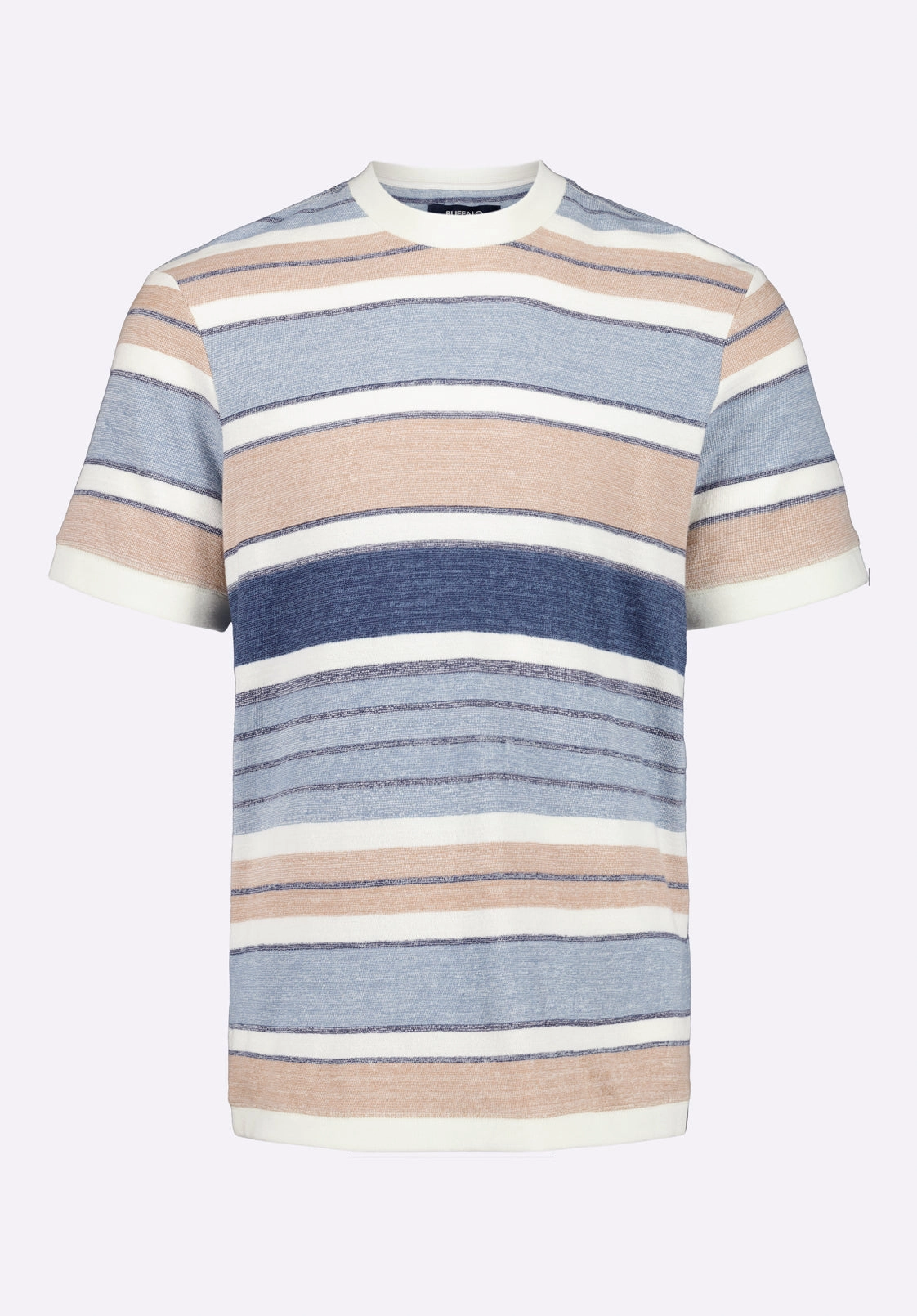 Layered Look FadeResistant Treatment Konnair Men's Short-Sleeve Texture Jersey Striped T-Shirt, Blue - BM24545