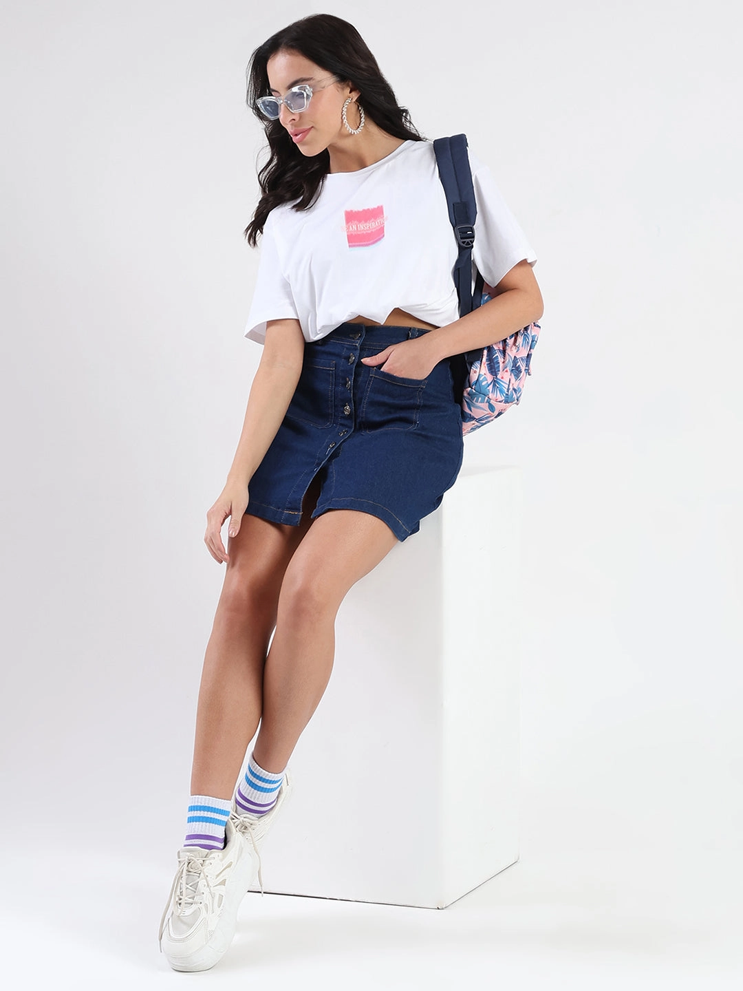 Madame Front Graphic Print Half Sleeve White Sinker T-shirt MinimalistDesign RelaxedFit