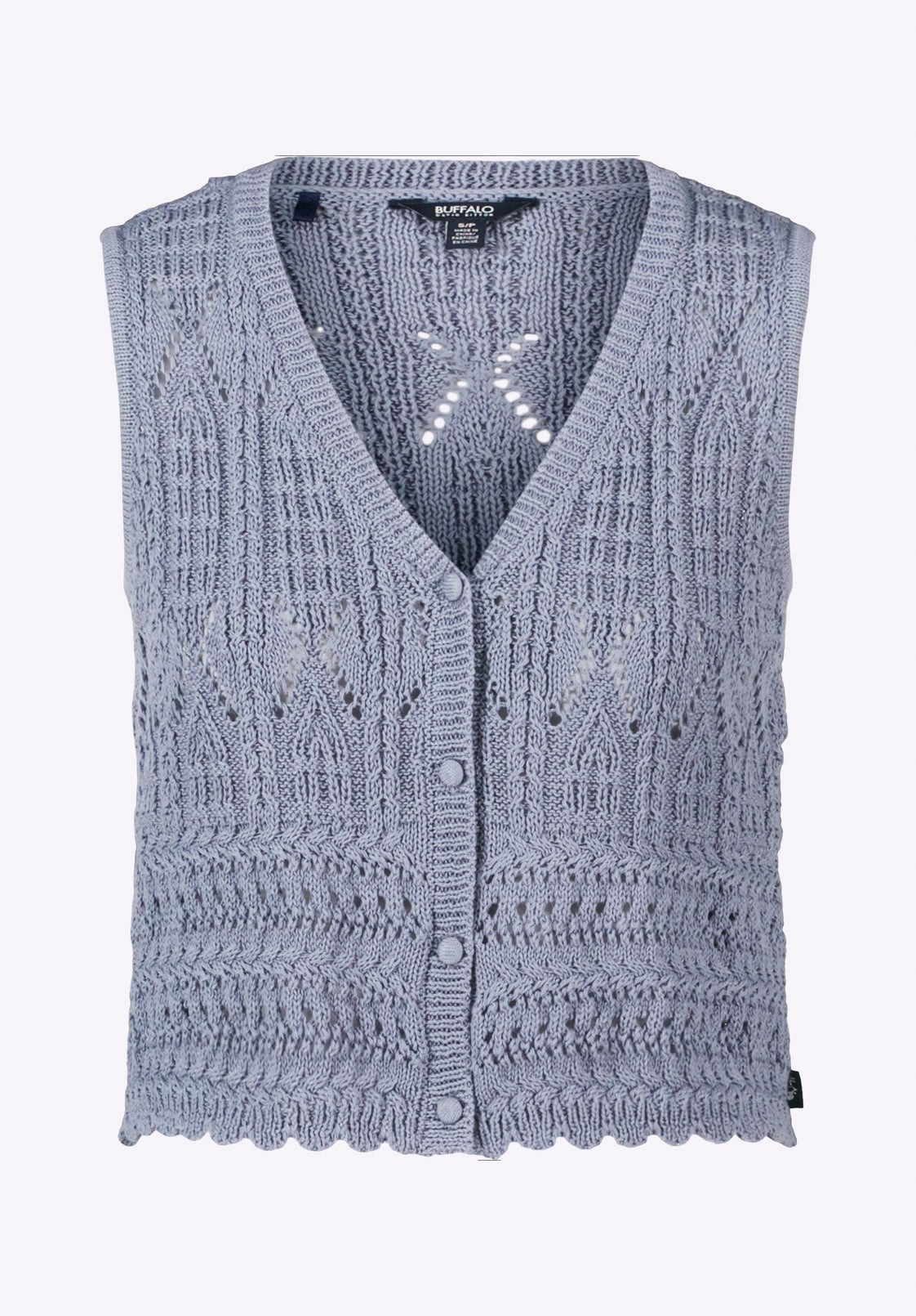 Moisture Wicking Knit Casual Layers Merrybell Women's Pointelle Knit Vest with Button-Down Front, Bleached Navy - SW0114P