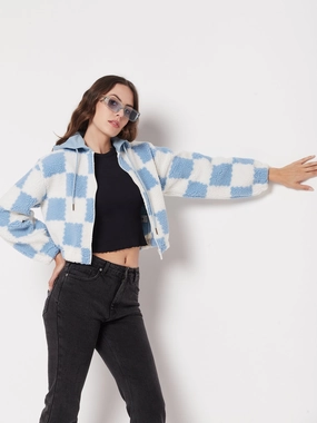 Bar Hopping Madame Colour Blocked Sky-Blue Sweatshirt