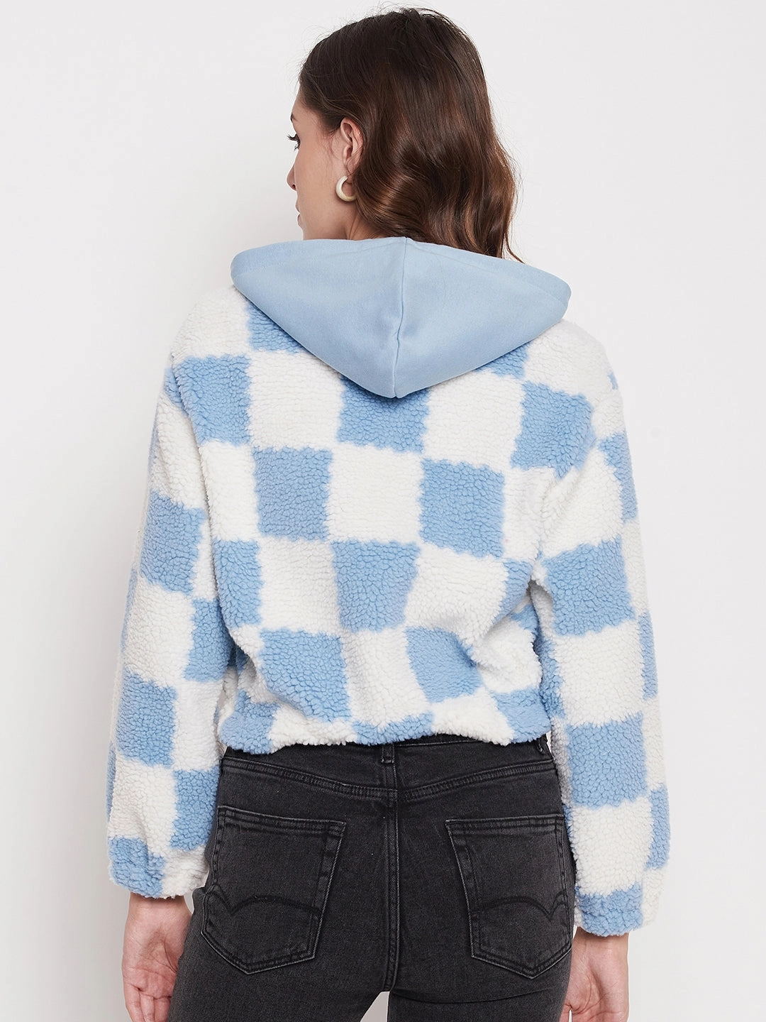 Street Essential Cozy Hoodie Wear Madame Colour Blocked Sky-Blue Sweatshirt