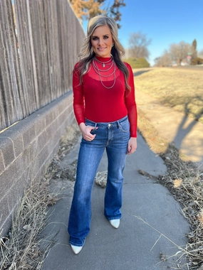 slim fit Clean Finish Basic Flare Mid Rise Tummy Control Jeans