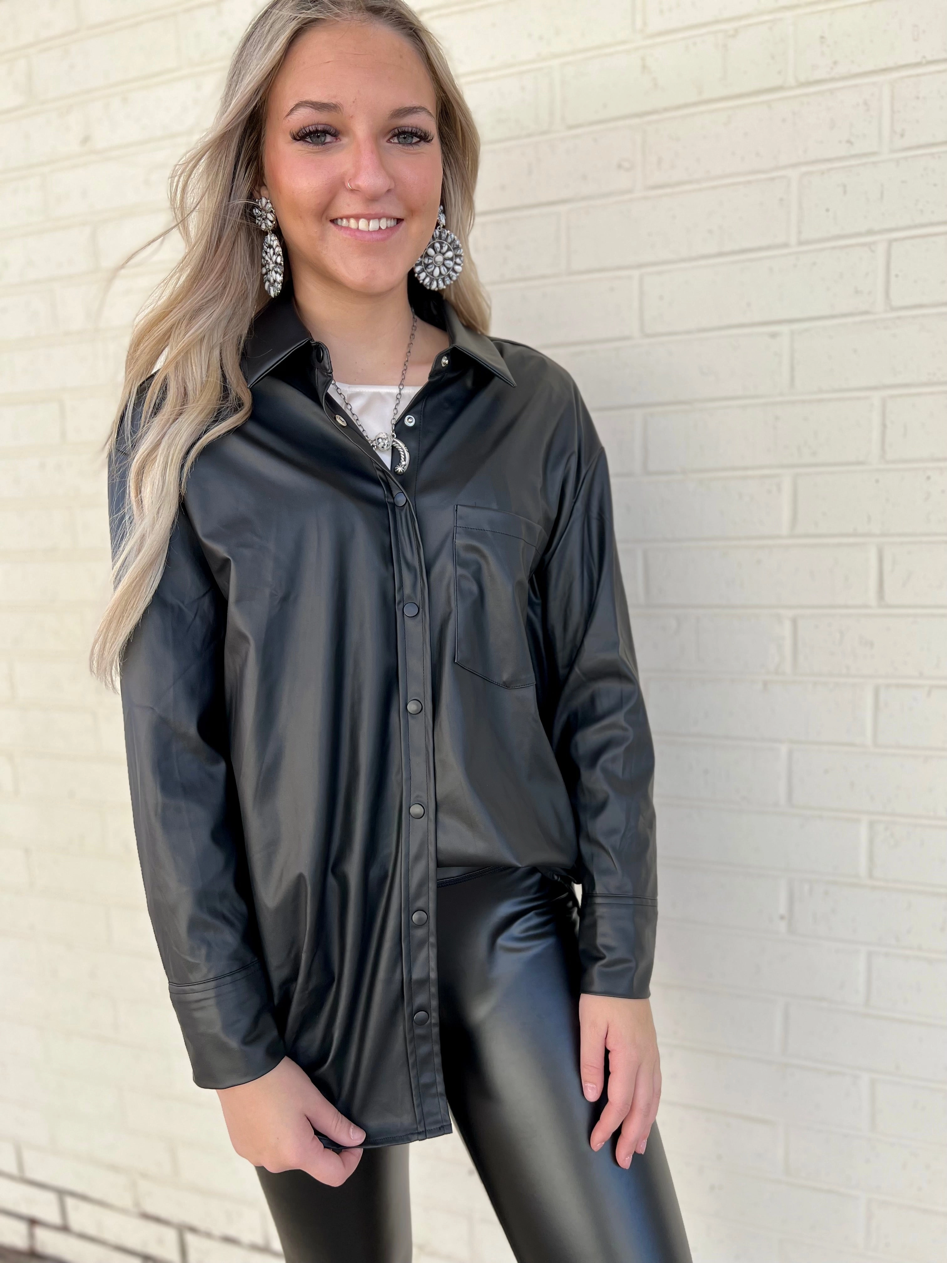 MultiPocket Playing for Keeps Black Pleather Top*