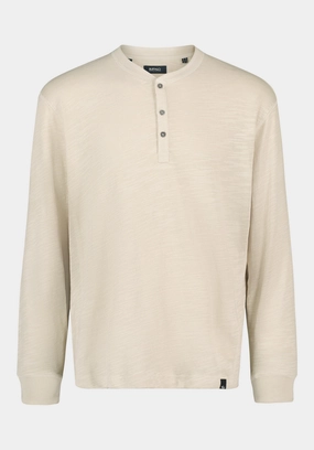 Kandid Men's Long-Sleeve Relaxed Henley Top, Peyote - BM24660 OdorResistant Adjustable drawstring