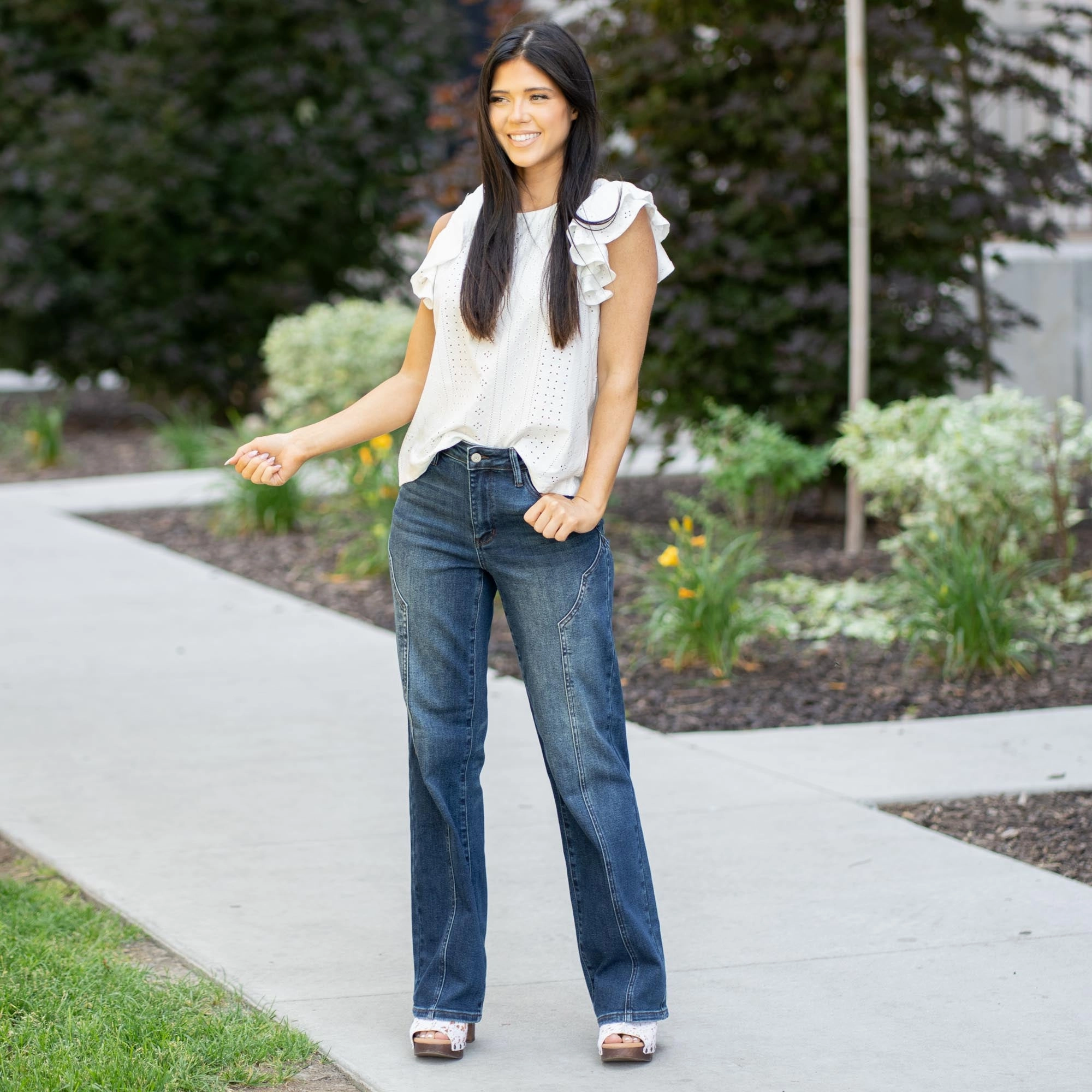 Dusty Trails Mid Rise Straight Leg Jean Regular & Plus Sizes Street Casual