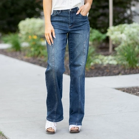 Soft Fabric Dusty Trails Mid Rise Straight Leg Jean Regular & Plus Sizes