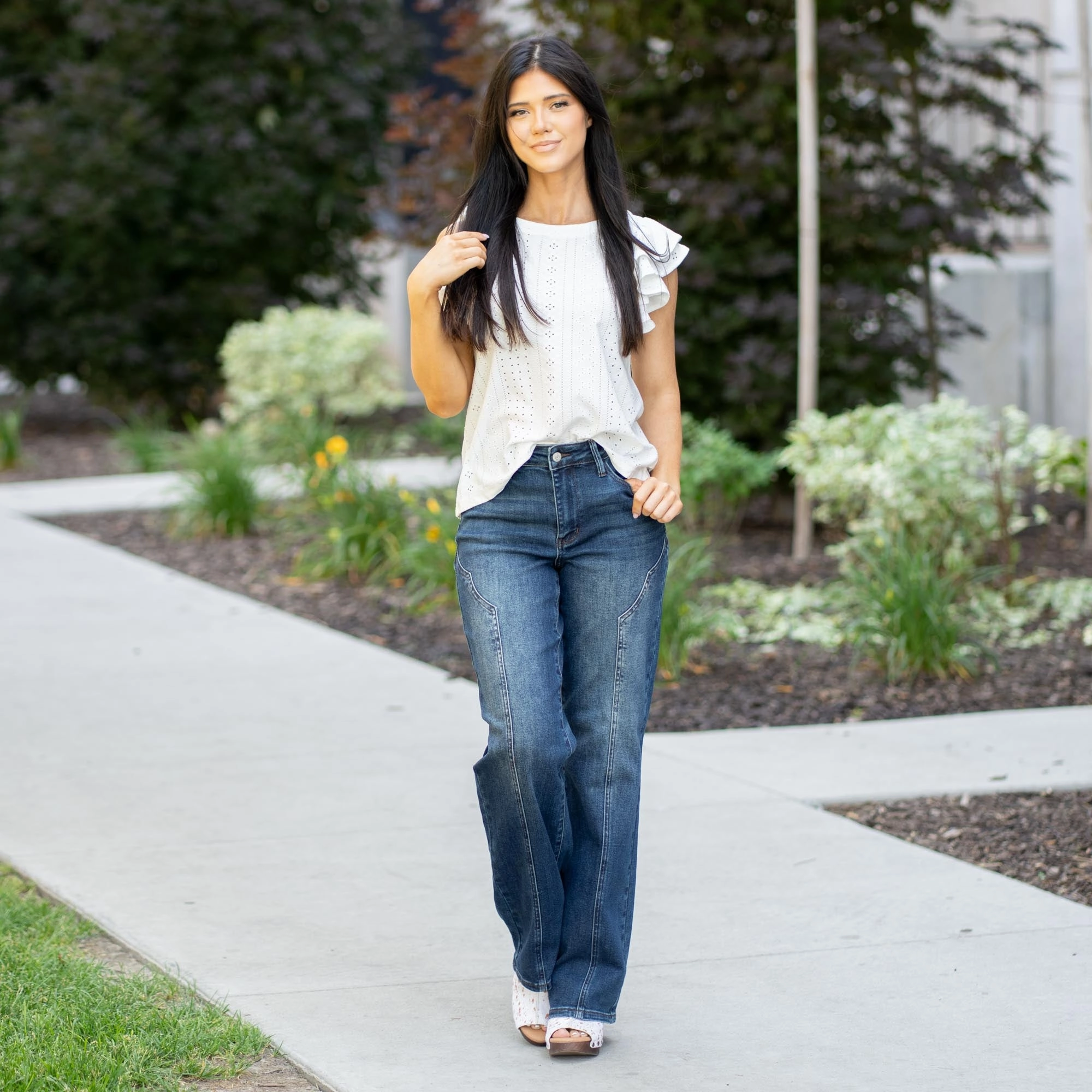 Dusty Trails Mid Rise Straight Leg Jean Regular & Plus Sizes Style Simplicity