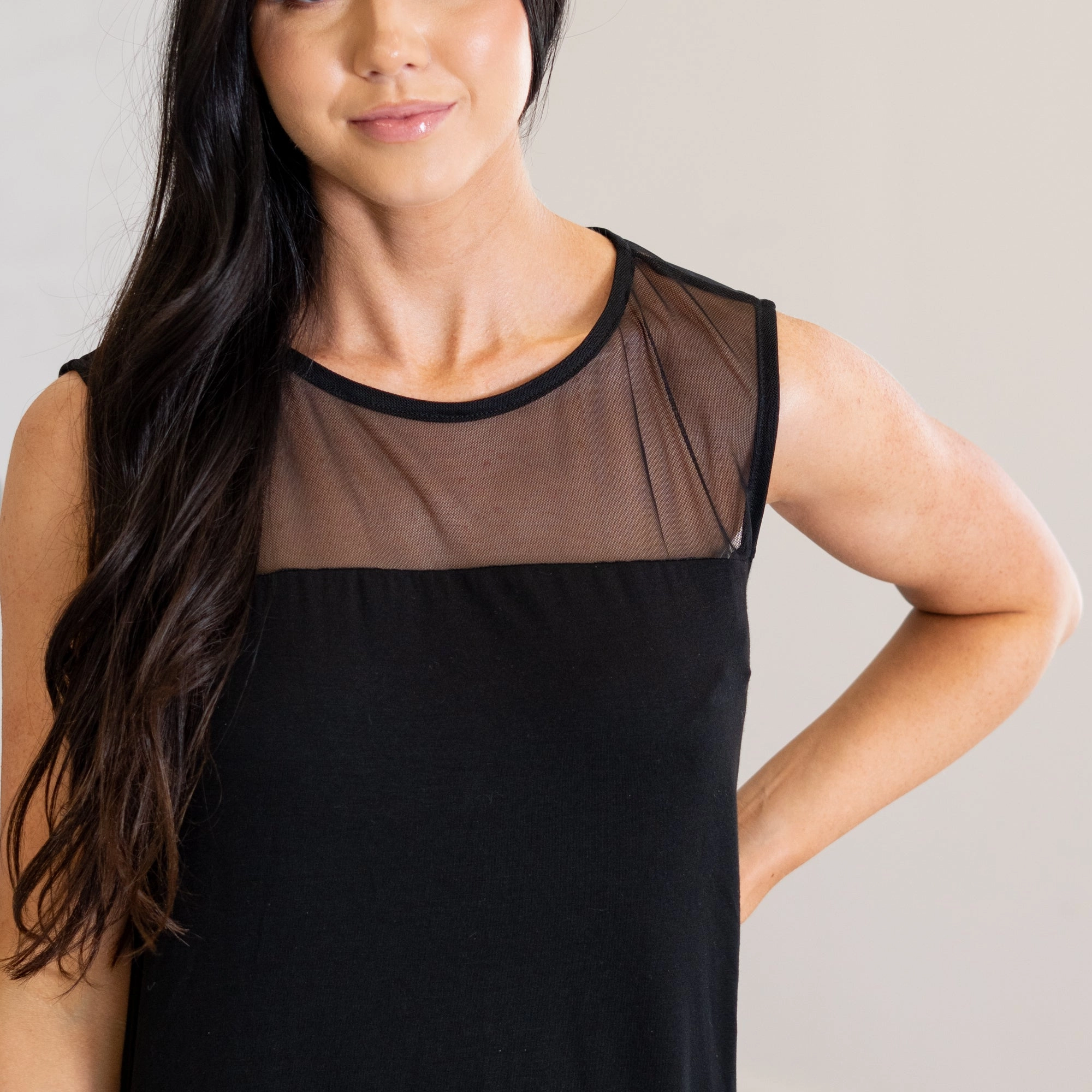 Bamboo Fiber Blend Flexible Movement Mesh Flowy Top