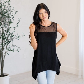 Flatlock stitching Everyday Look Mesh Flowy Top