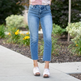 Risen Ashton High Rise Crop Straight Leg Jeans Medium Blue Wash Daily Uniform Spring Mood Bold