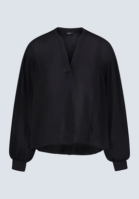 Kensley Women??s Dropped Shoulder V-neck Loose Blouse, Black - WT0119F Beach Wear Trendy Daywear