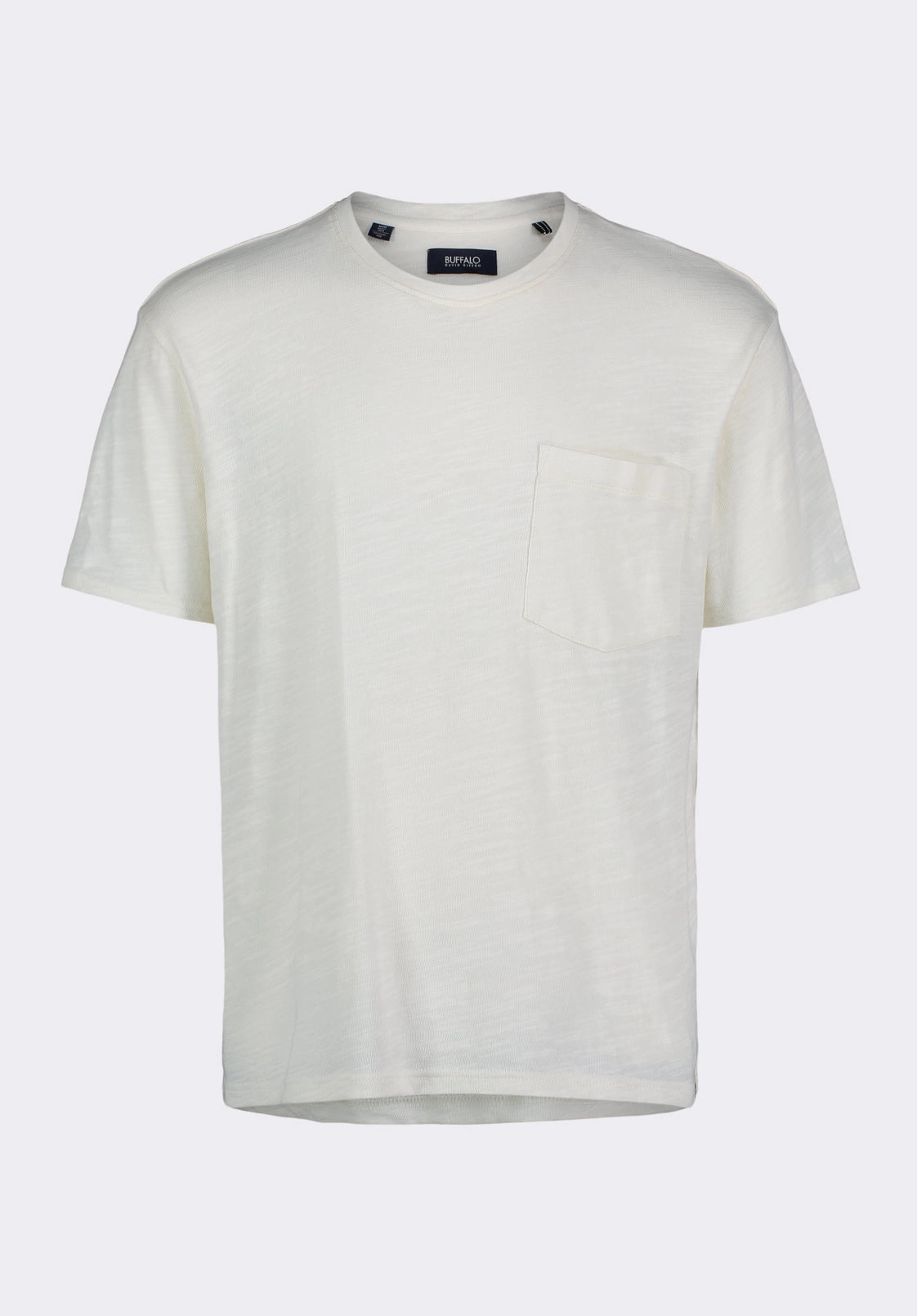 Compression Fit AntiPilling Surface Kander Men's Slub Knit Crew Neck Pocket T-Shirt, Milk - BM24606