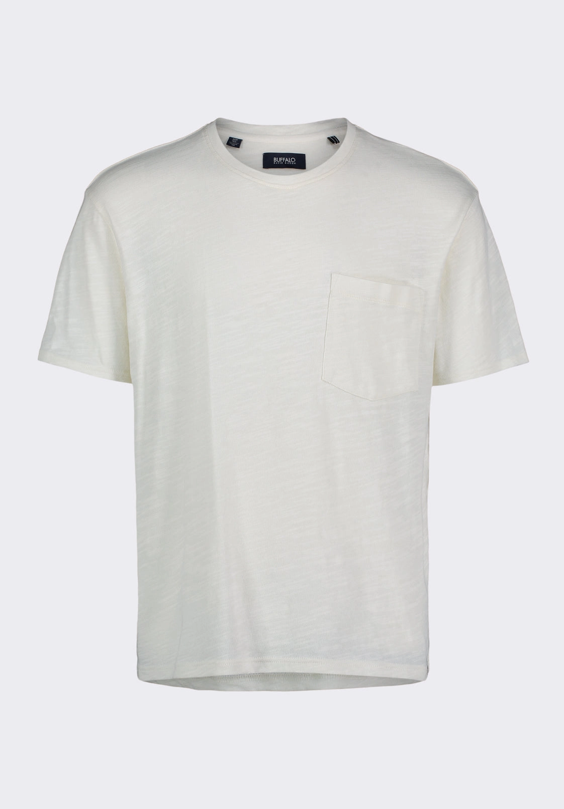 Hidden Zipper TailoredCut Kander Men's Slub Knit Crew Neck Pocket T-Shirt, Milk - BM24606