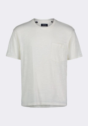 Kander Men's Slub Knit Crew Neck Pocket T-Shirt, Milk - BM24606 LightReflective StretchComfort