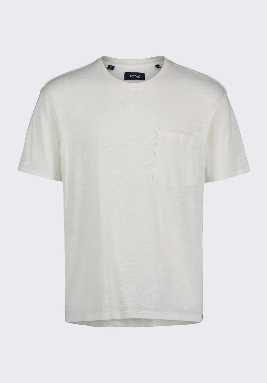Kander Men's Slub Knit Crew Neck Pocket T-Shirt, Milk - BM24606 BondedShoulder