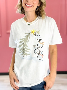 Snow Men Decorating the Tree Gold Foil Graphic Tee LaserCutVents