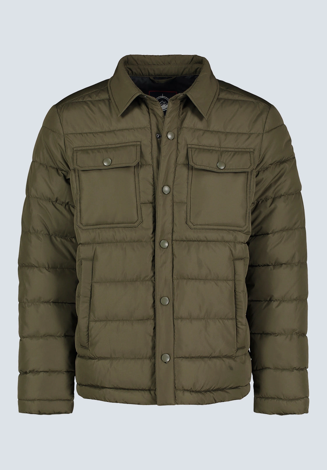 Velcro Fasten Aiden Men's Quilted Button-Front Jacket, Green - OBMFJ001