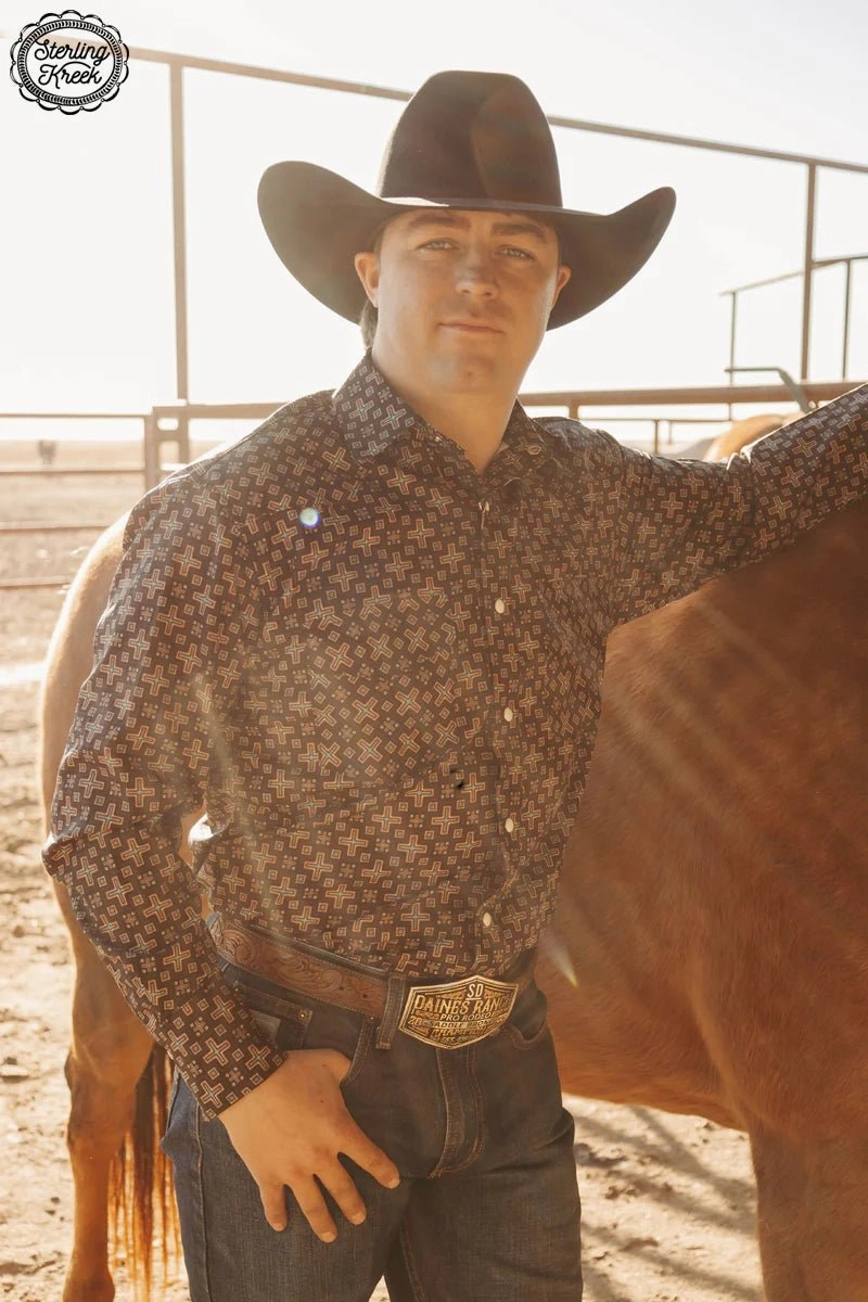 Heat Regulating Fabric Convertible Neckline Mens Red Cloud Button Up