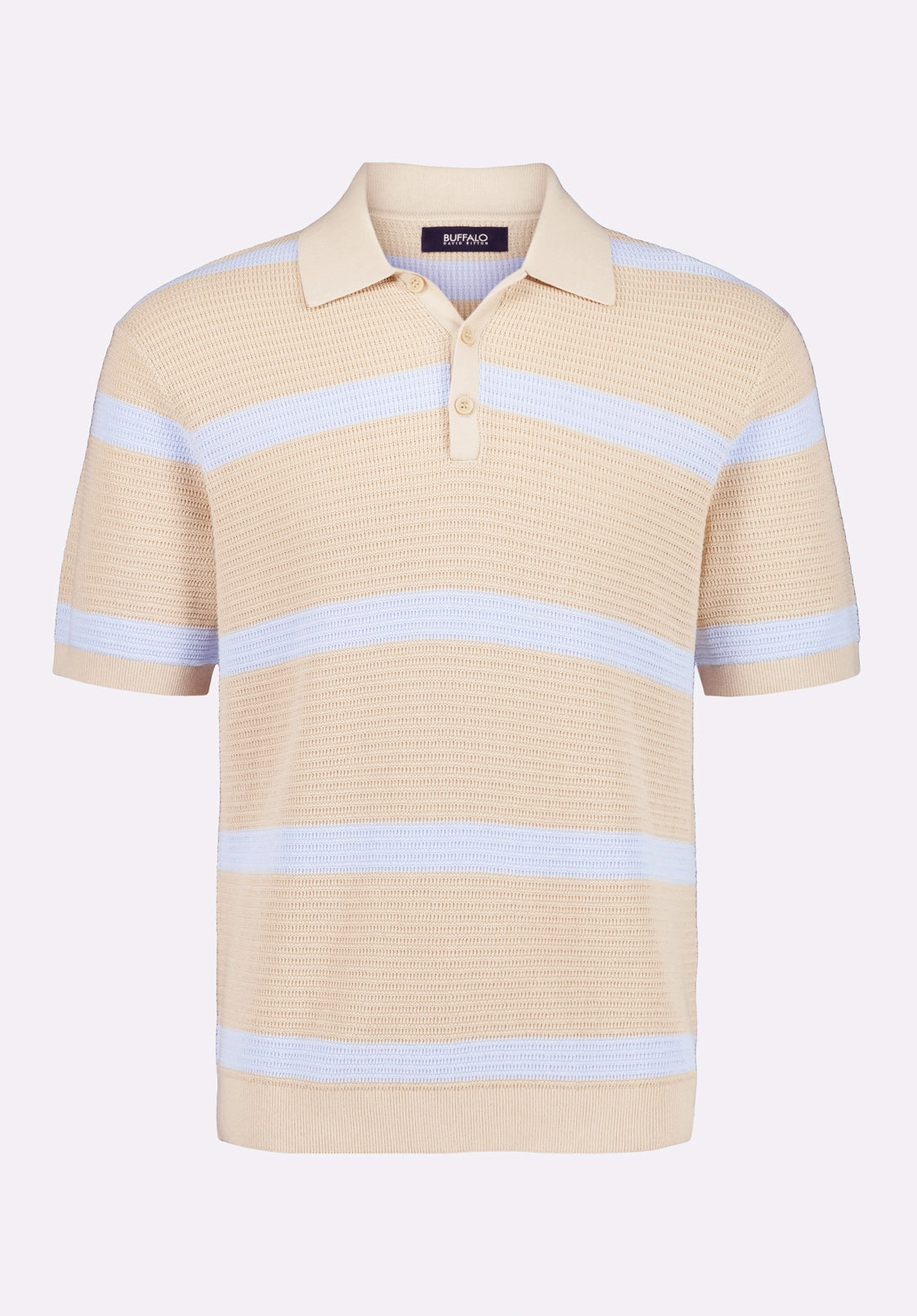Winder Men's Short-Sleeve Striped Sweater Polo, Peyote Beige - BM24549 Stretch Comfort