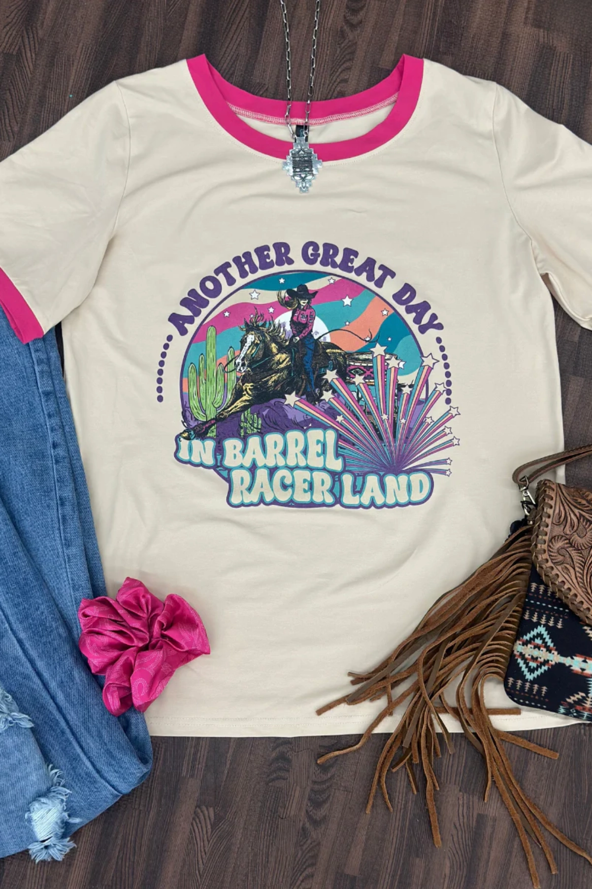 Sterling Kreek Barrel Racer Land Ringer Tee Breathable Ventilation Brushed Microfiber Surface