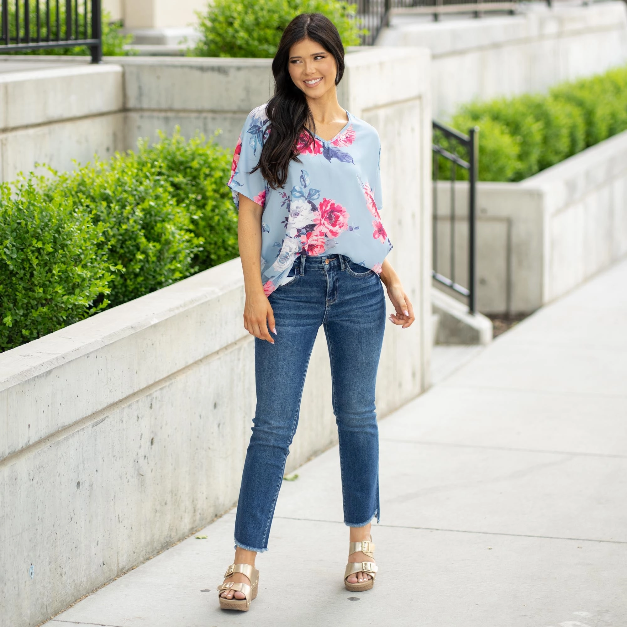 Encouragingly High Rise Raw Slant Hem Slim Straight Leg Stretch Free Fit Teen Outfit Eco Friendly Travel Outfit