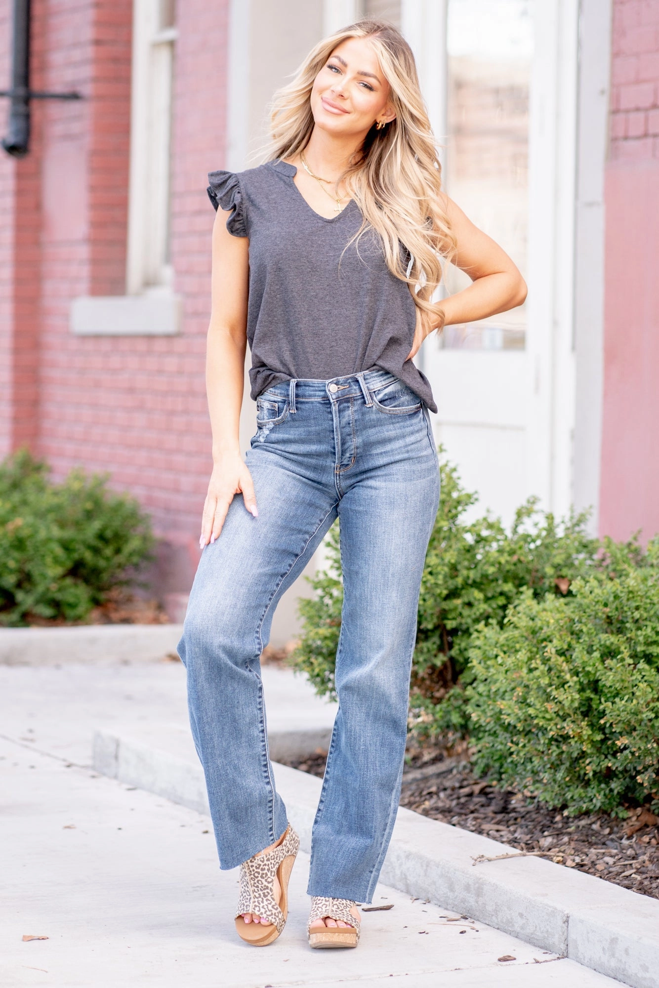 Jacksonville Hidden Button Fly High Rise Straight Basic Attire Sustainable Beach Day