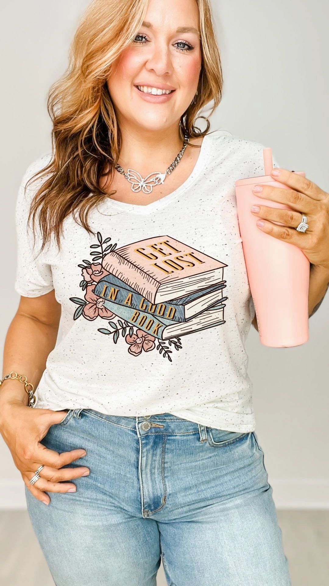 LowProfileZipperSystem Bamboo Fiber Fabric Get Lost In A Good Book Foil Graphic Tee