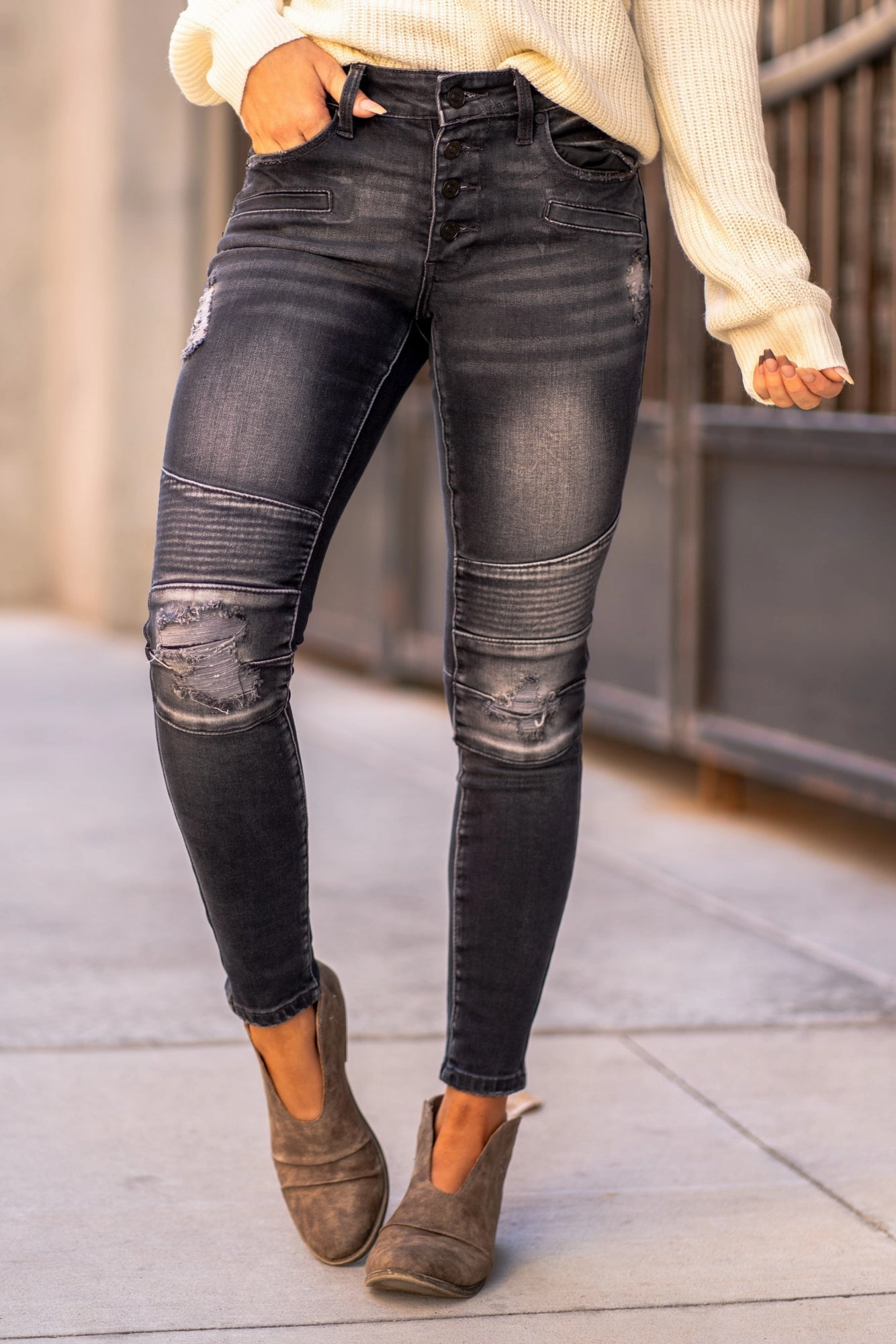 Low Impact Manufacturing Eastport Mid Rise Moto Skinny