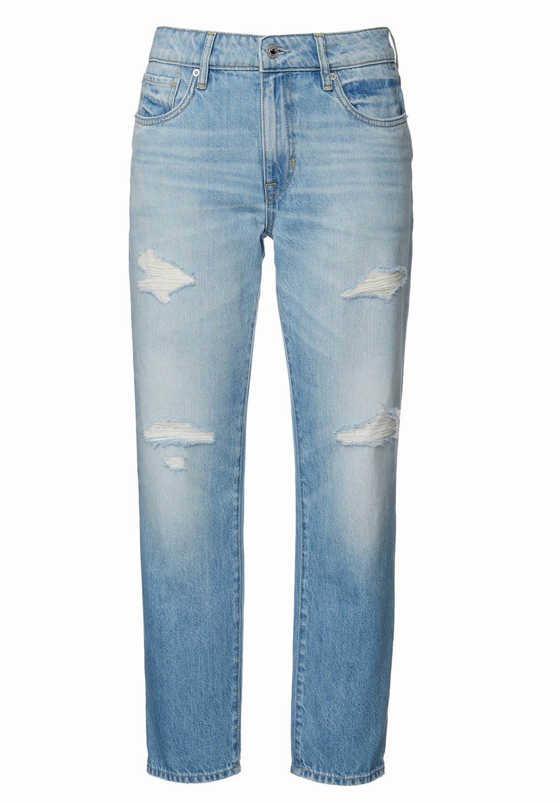 Rugged Feel Relaxed Boyfriend Madison Women's Jeans Distressed Blue - BL15871