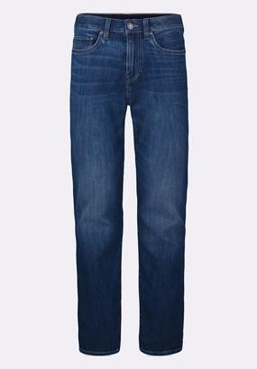 Slim Ash Men's Jeans, Whiskered and Contrasted Indigo - BM26073 Comfortable Silhouette